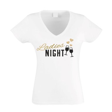 JGA Damen T-Shirt V-Neck - Ladies Night Herz