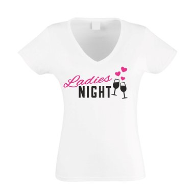 JGA Damen T-Shirt V-Neck - Ladies Night Herz