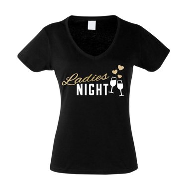 JGA Damen T-Shirt V-Neck - Ladies Night Herz