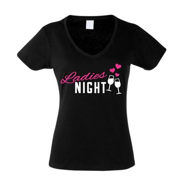 JGA Damen T-Shirt V-Neck - Ladies Night Herz