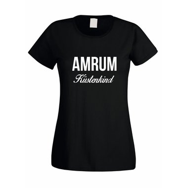 Damen T-Shirt Amrum Kstenkind fuchsia-schwarz L