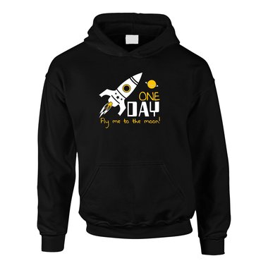 One day fly me to the moon - Kinder Hoodie schwarz-gold 98-104