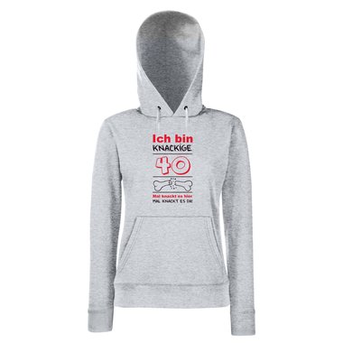 Ich bin knackige 40 - Damen Hoodie schwarz-rot XS