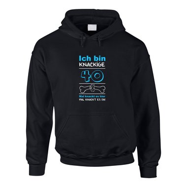 Ich bin knackige 40 - Herren Hoodie schwarz-silber XXXL