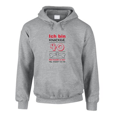 Ich bin knackige 40 - Herren Hoodie schwarz-silber XXXL