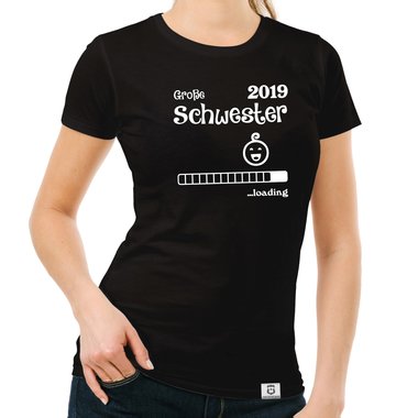 Damen T-Shirt - Groe Schwester 2019 loading weiss-schwarz XL