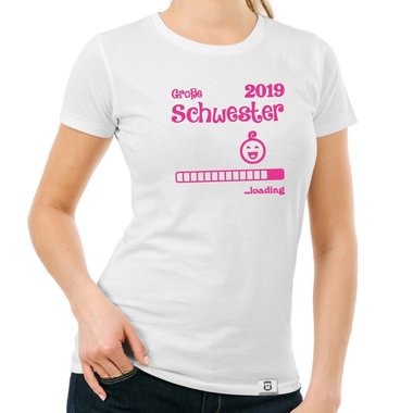 Damen T-Shirt - Groe Schwester 2019 loading weiss-schwarz XL
