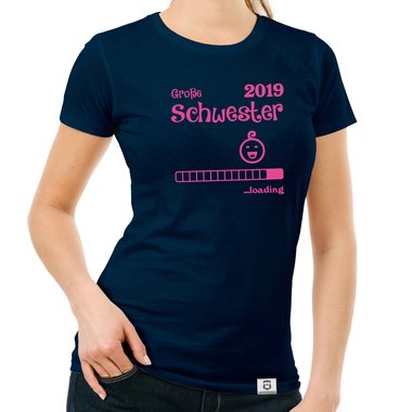 Damen T-Shirt - Groe Schwester 2019 loading weiss-schwarz XL
