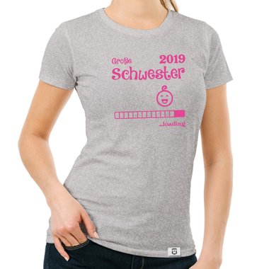 Damen T-Shirt - Groe Schwester 2019 loading weiss-schwarz XL