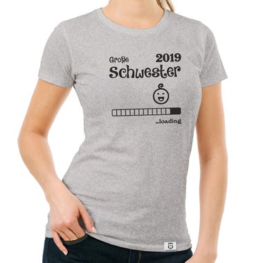 Damen T-Shirt - Groe Schwester 2019 loading weiss-schwarz XL