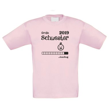 Kinder T-Shirt - Groe Schwester 2019 loading weiss-schwarz 110-116