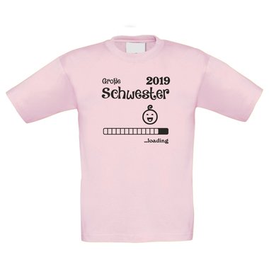 Kinder T-Shirt - Groe Schwester 2019 loading weiss-schwarz 110-116