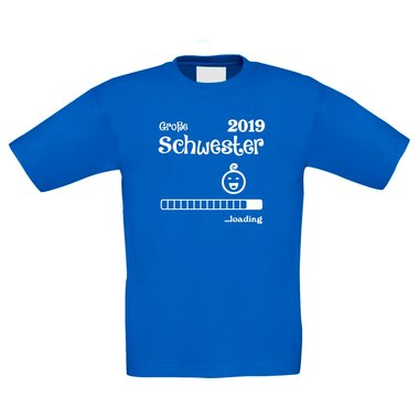 Kinder T-Shirt - Groe Schwester 2019 loading weiss-schwarz 110-116