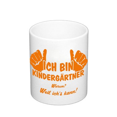 Geschenk fr Erzieher - Kaffeebecher - Ich bin Kindergrtner weiss-apfelgruen