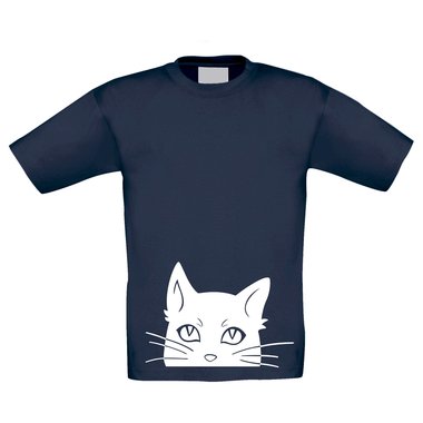 T-Shirt Kinder Halloween Katzenkopf weiss-schwarz 98-104