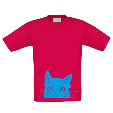 T-Shirt Kinder Halloween Katzenkopf weiss-schwarz 98-104