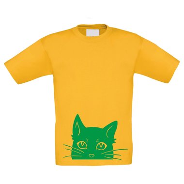 T-Shirt Kinder Halloween Katzenkopf weiss-schwarz 98-104