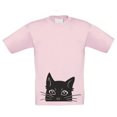 T-Shirt Kinder Halloween Katzenkopf weiss-schwarz 98-104