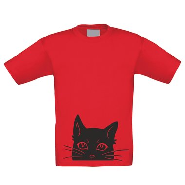 T-Shirt Kinder Halloween Katzenkopf weiss-schwarz 98-104