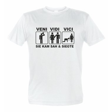 JGA Sprche - T-Shirt VENI VIDI VICI Junggesellenabschied weiss M