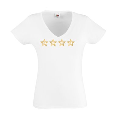 Damen Deutschland T-Shirt WM 18 Sterne WM-Jahre weiss XXL