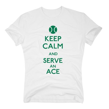 Tennis Shirts Herren - Keep calm and serve an ace dunkelblau-cyan S