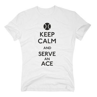 Tennis Shirts Herren - Keep calm and serve an ace dunkelblau-cyan S