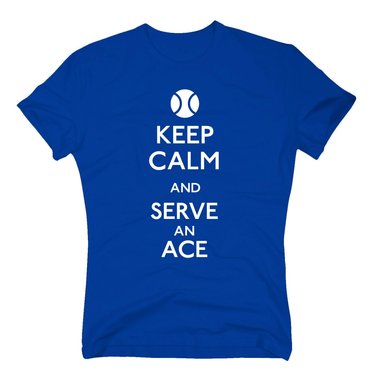 Tennis Shirts Herren - Keep calm and serve an ace dunkelblau-cyan S