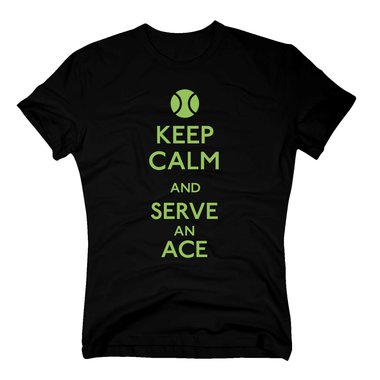 Tennis Shirts Herren - Keep calm and serve an ace dunkelblau-cyan S