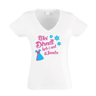 Wiesn T-Shirt - Damen V-Neck - Mei Dirndl hob i ned gfunden