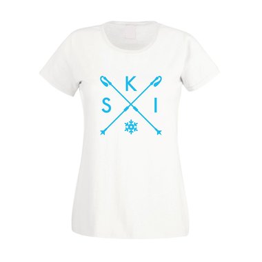 Damen T-Shirt - Skistöcker - S-K-I