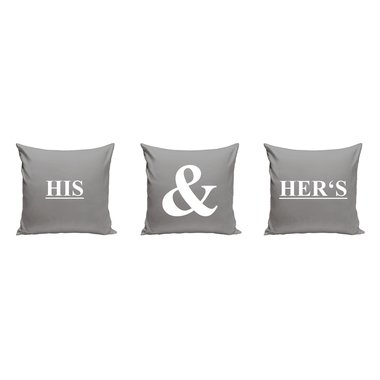 His & Hers - 3 x Dekokissen fr Prchen