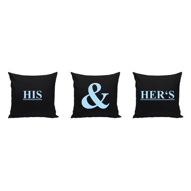His & Hers - 3 x Dekokissen fr Prchen