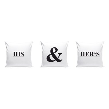 His & Hers - 3 x Dekokissen fr Prchen