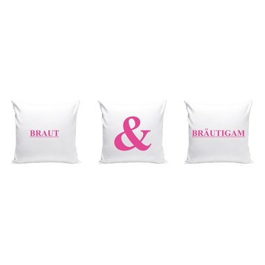 Braut & Brutigam - 3 x Dekokissen fr Prchen