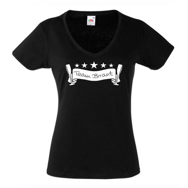 JGA T Shirts - Damen T-Shirt V-Ausschnitt Team Braut Junggesellenabschied