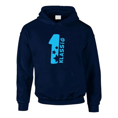 Erstklassig - Kinder Hoodie dunkelblau-cyan 98-104