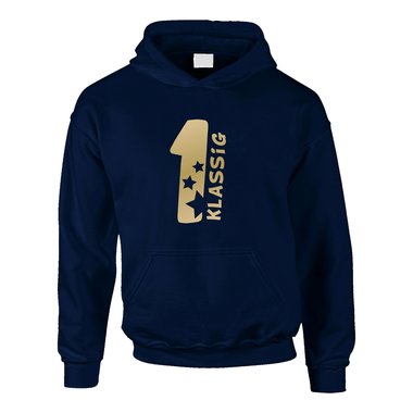 Erstklassig - Kinder Hoodie dunkelblau-cyan 98-104