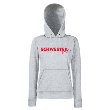 Damen Hoodie - Schwesterherz schwarz-fuchsia L