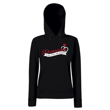 Damen Hoodie - Prinzessin hat Prinz gefunden schwarz-rot M
