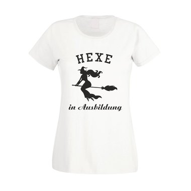 Damen T-Shirt - Hexe in Ausbildung schwarz-weiss L