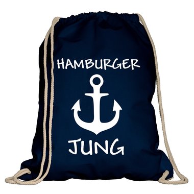 Turnbeutel - Hamburger Jung Stoffbeutel weiss-schwarz