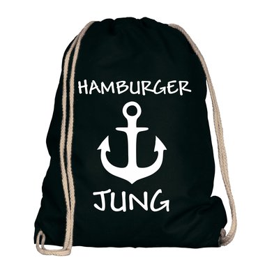 Turnbeutel - Hamburger Jung Stoffbeutel apfelgruen-schwarz