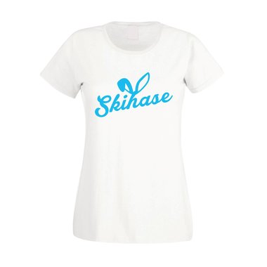 Damen T-Shirt - Skihase weiss-fuchsia XL