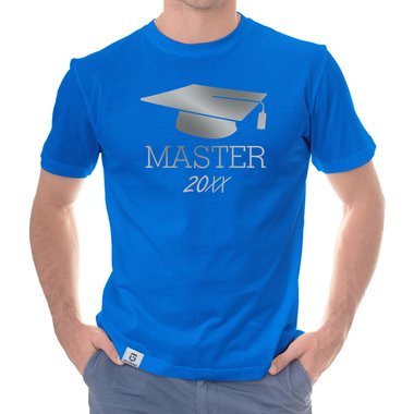 Herren T-Shirt - Abschluss Master mit Wunschjahr royalblau-weiss XXL