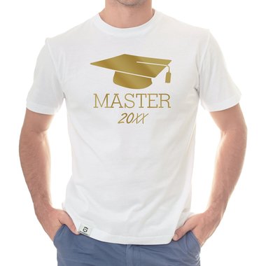 Herren T-Shirt - Abschluss Master mit Wunschjahr royalblau-weiss XXL