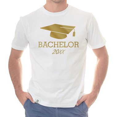 Herren T-Shirt - Uni-Abschluss Bachelor mit Wunschjahr schwarz-gold XXXL