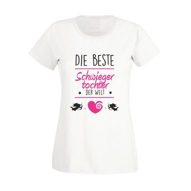 Damen T-Shirt - Die beste Schwiegertochter der Welt fuchsia-weiss XS