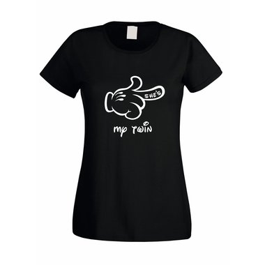 Damen T-Shirt - Mickey Hand RECHTS - Shes my twin