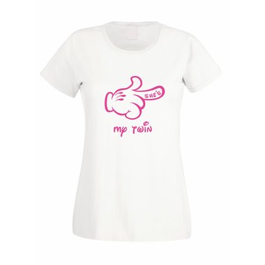 Damen T-Shirt - Mickey Hand RECHTS - Shes my twin